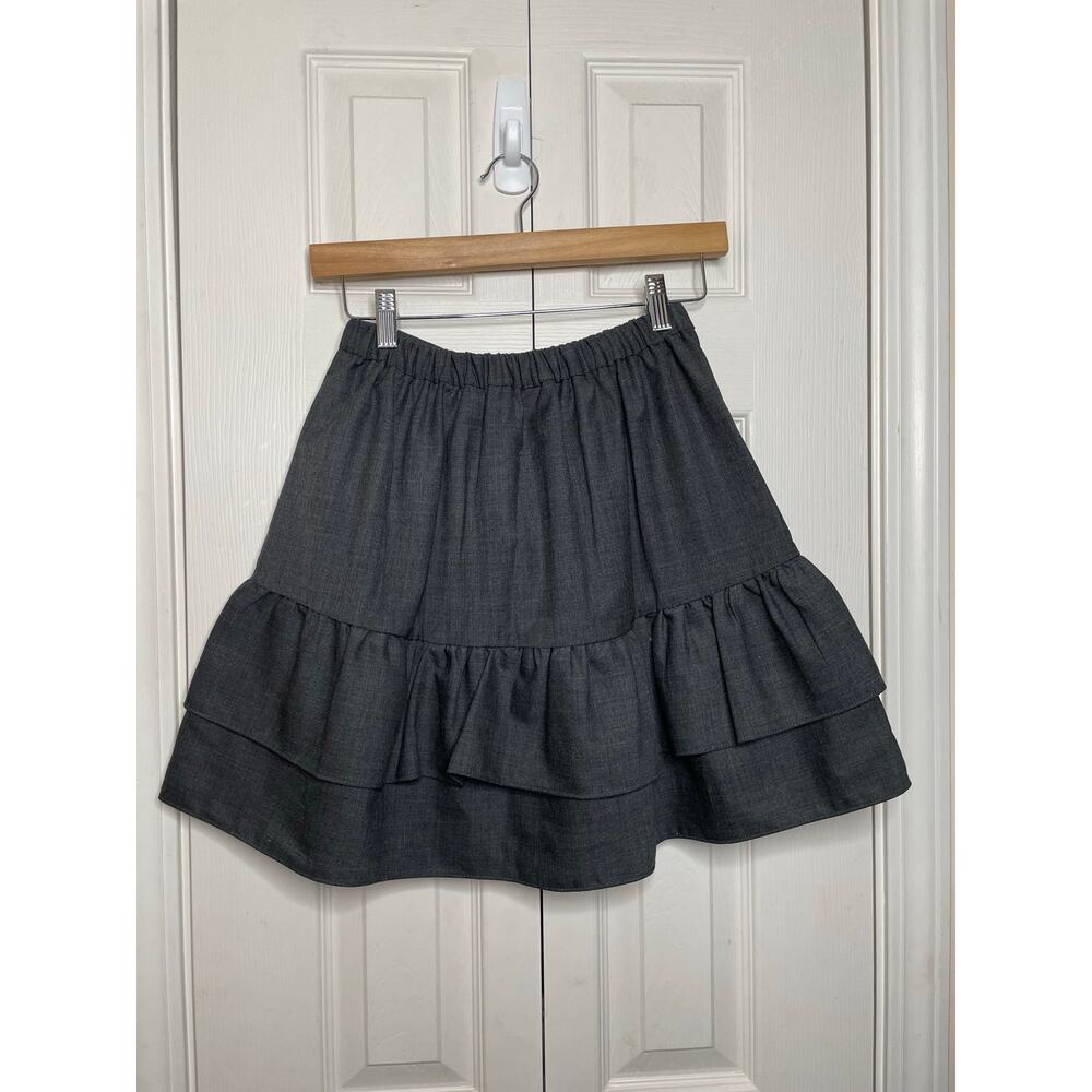 NEW J. CREW Womens Gray Tiered Mini Skirt Size 00 Wool Flannel Ruffle Lined - Picture 4 of 6